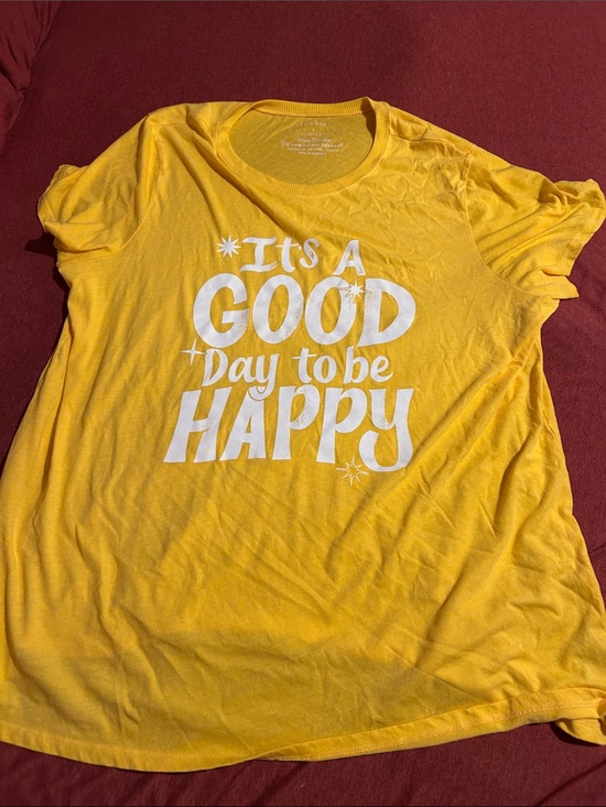 torrid Tops - torrid Yellow Graphic Tee with White 'It's A Good Day to be Happy' Print